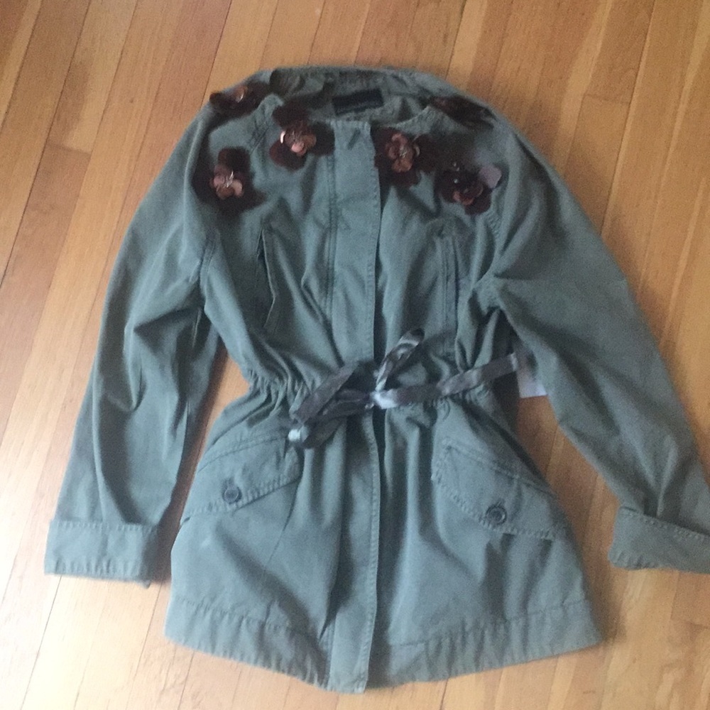 Army green jacket.